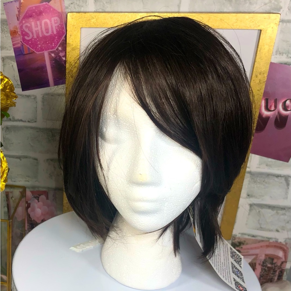 Kaylss Dark Brown/Black Short Pixie Cut - Sweeping  Bangs - Synthetic Hair - New